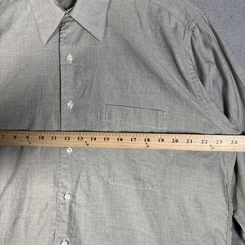 Gitman Brothers Shirt Men's Size 17 33 Button Up‎ Gray Check Plaid Made in USA